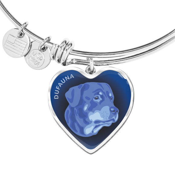 Blue Rottweiler Profile Dark Heart Bangle Bracelet D22