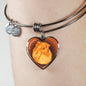 Orange Pomeranian Profile Dark Heart Bangle Bracelet D22