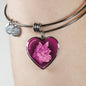 Berry Pink Yorkie Profile Dark Heart Bangle Bracelet D22