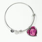 Berry Pink Pug Profile Dark Heart Bangle Bracelet D22