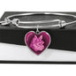 Berry Pink Yorkie Profile Dark Heart Bangle Bracelet D22