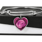 Berry Pink Pug Profile Dark Heart Bangle Bracelet D22