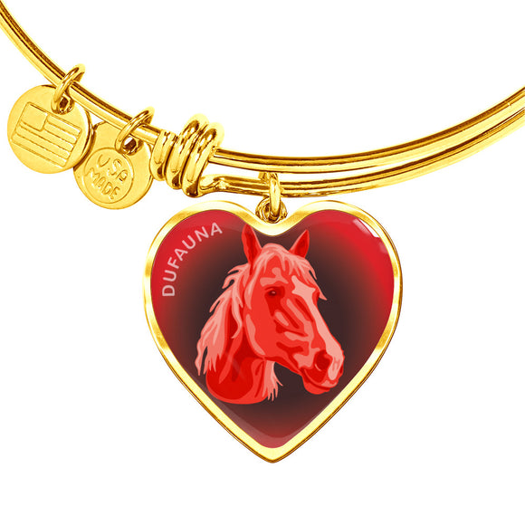 Red Horse Profile Dark Heart Bangle Bracelet D22