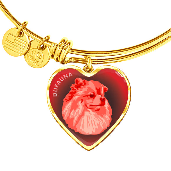 Red Pomeranian Profile Dark Heart Bangle Bracelet D22