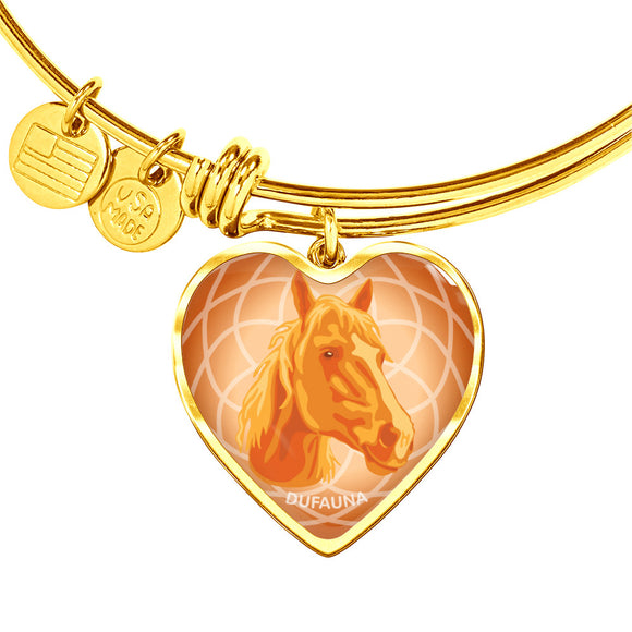 Orange Horse Profile Heart Bangle Bracelet D21