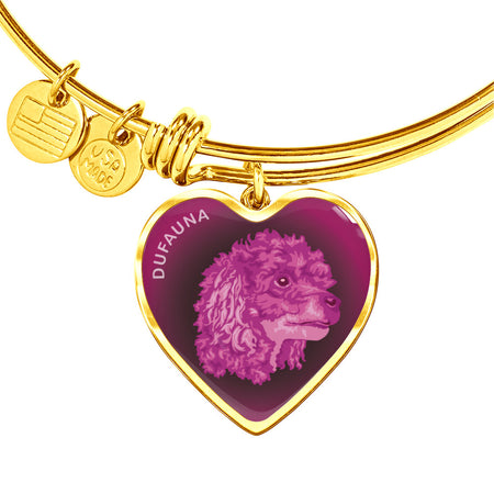 Berry Pink Poodle Profile Dark Heart Bangle Bracelet D22