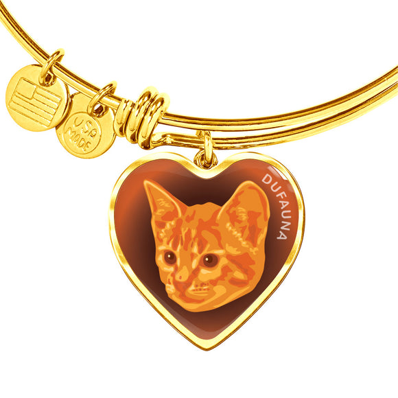 Orange Cat Profile Dark Heart Bangle Bracelet D22
