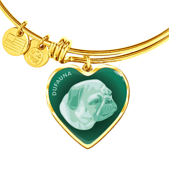 Mint Pug Profile Dark Heart Bangle Bracelet D22