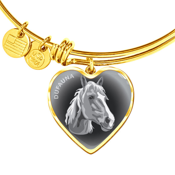 Grey Horse Profile Dark Heart Bangle Bracelet D22