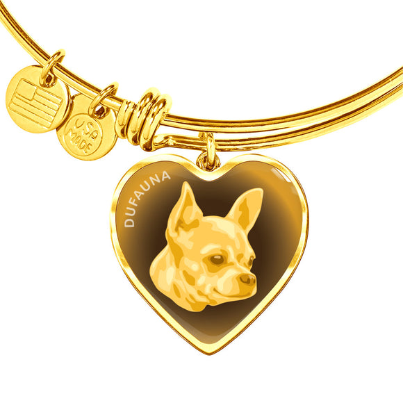 Yellow Chihuahua Profile Dark Heart Bangle Bracelet D22