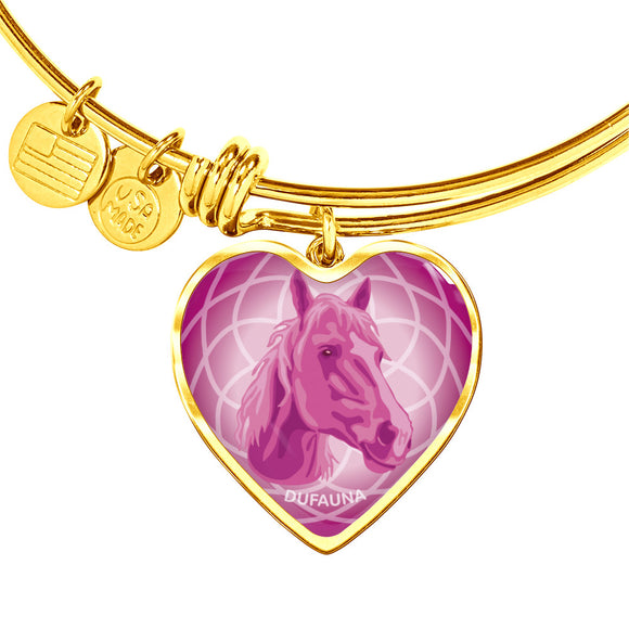 Berry Pink Horse Profile Heart Bangle Bracelet D21