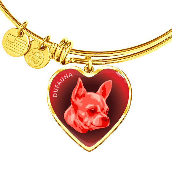 Red Chihuahua Profile Dark Heart Bangle Bracelet D22