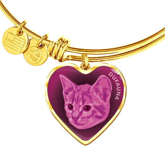 Berry Pink Cat Profile Dark Heart Bangle Bracelet D22