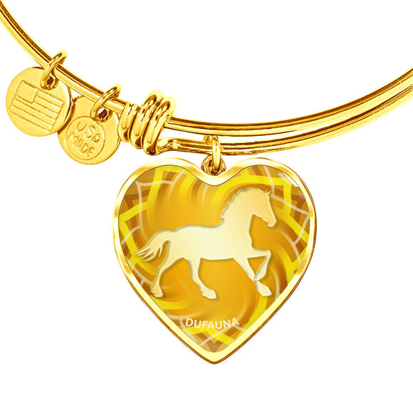 Yellow Horse Silhouette Heart Bangle Bracelet D17