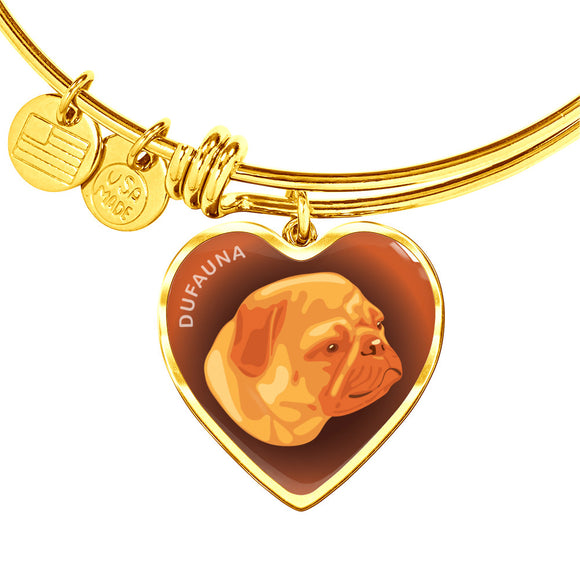 Orange Pug Profile Dark Heart Bangle Bracelet D22