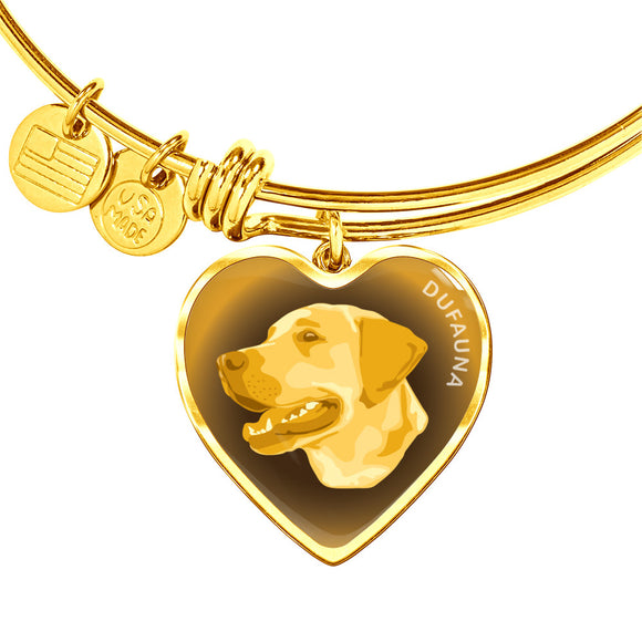 Yellow Labrador Profile Dark Heart Bangle Bracelet D22