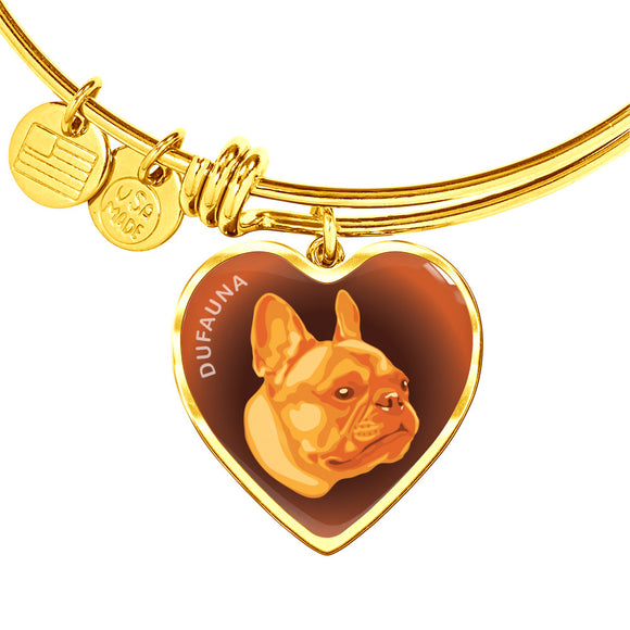 Orange French Bulldog Profile Dark Heart Bangle Bracelet D22