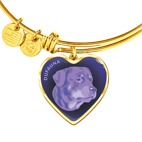 Purple Rottweiler Profile Dark Heart Bangle Bracelet D22