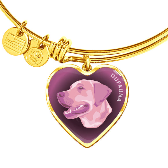 Soft Pink Labrador Profile Dark Heart Bangle Bracelet D22