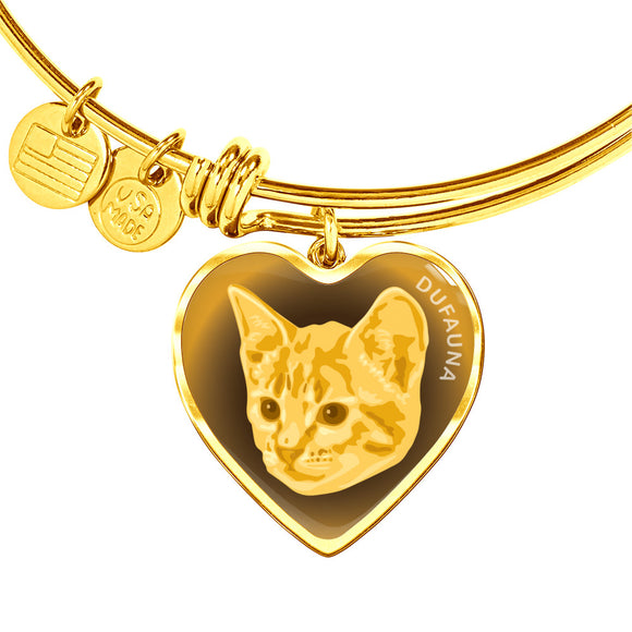 Yellow Cat Profile Dark Heart Bangle Bracelet D22