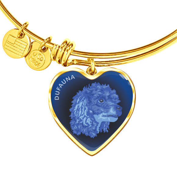 Blue Poodle Profile Dark Heart Bangle Bracelet D22
