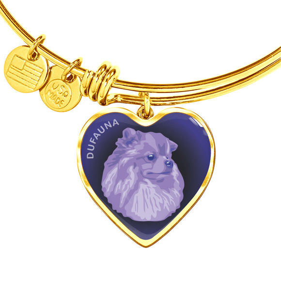 Purple Pomeranian Profile Dark Heart Bangle Bracelet D22