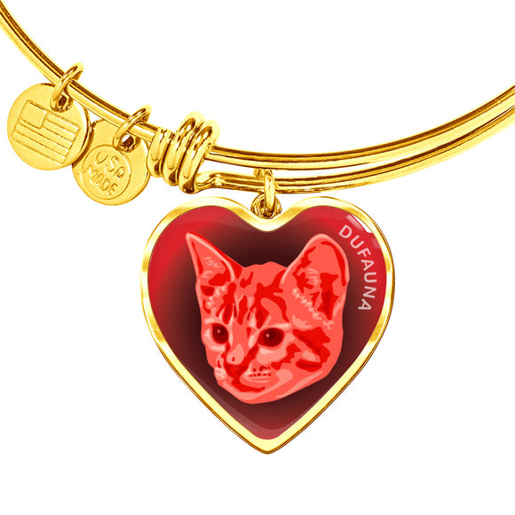 Red Cat Profile Dark Heart Bangle Bracelet D22