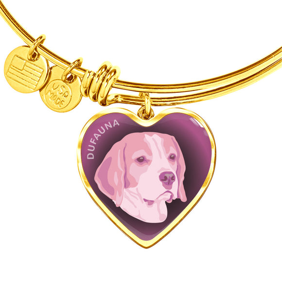 Soft Pink Beagle Profile Dark Heart Bangle Bracelet D22