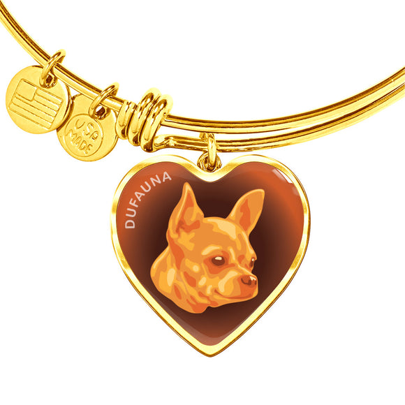 Orange Chihuahua Profile Dark Heart Bangle Bracelet D22