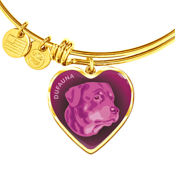 Berry Pink Rottweiler Profile Dark Heart Bangle Bracelet D22