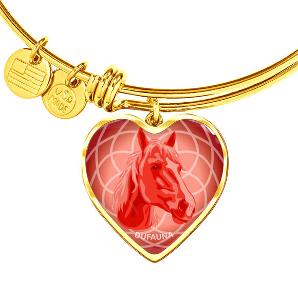 Red Horse Profile Heart Bangle Bracelet D21