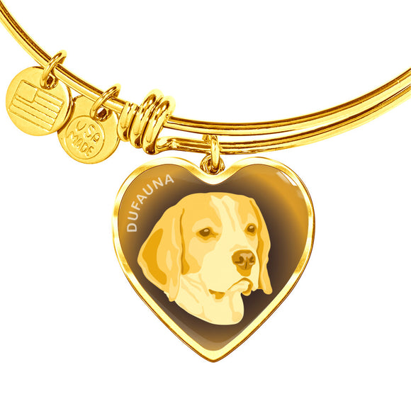 Yellow Beagle Profile Dark Heart Bangle Bracelet D22
