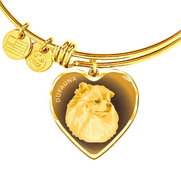 Yellow Pomeranian Profile Dark Heart Bangle Bracelet D22