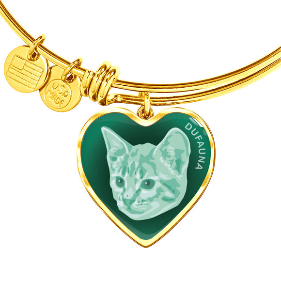 Mint Cat Profile Dark Heart Bangle Bracelet D22