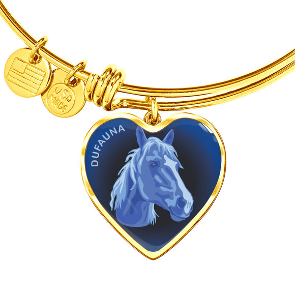 Blue Horse Profile Dark Heart Bangle Bracelet D22