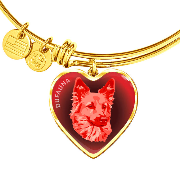 Red Dog Profile Dark Heart Bangle Bracelet D22