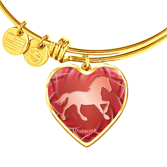 Red Horse Silhouette Heart Bangle Bracelet D17