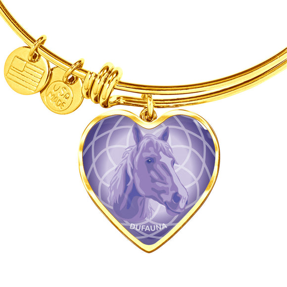 Purple Horse Profile Heart Bangle Bracelet D21