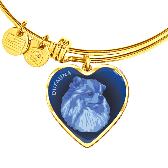 Blue Pomeranian Profile Dark Heart Bangle Bracelet D22