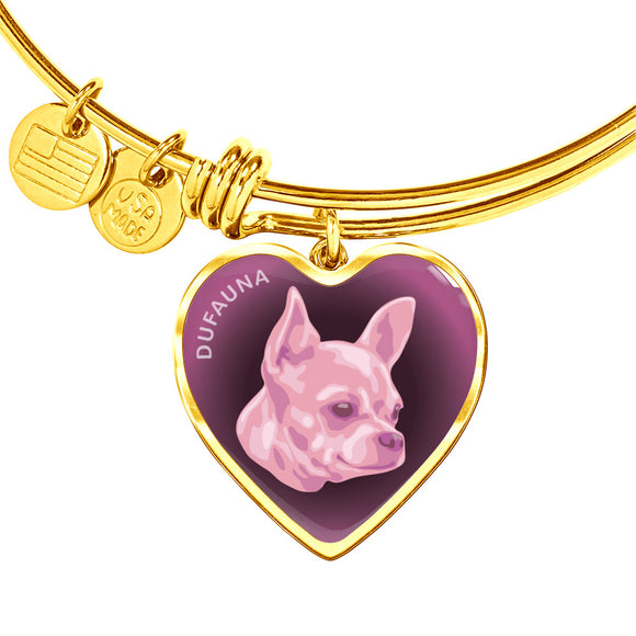 Soft Pink Chihuahua Profile Dark Heart Bangle Bracelet D22