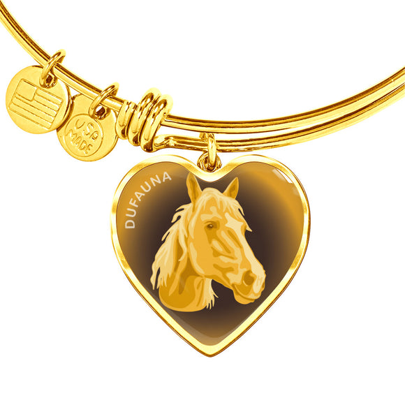 Yellow Horse Profile Dark Heart Bangle Bracelet D22