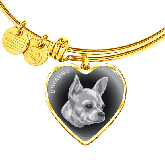Grey Chihuahua Profile Dark Heart Bangle Bracelet D22