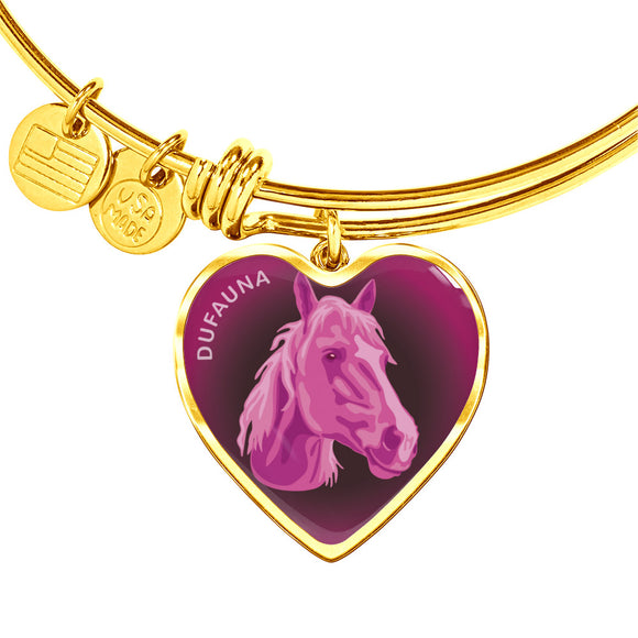 Berry Pink Horse Profile Dark Heart Bangle Bracelet D22