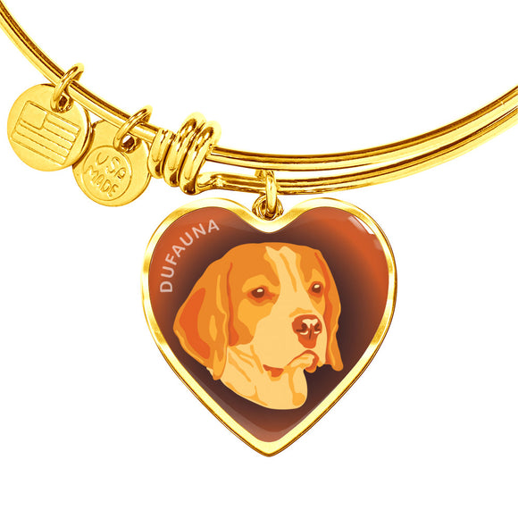 Orange Beagle Profile Dark Heart Bangle Bracelet D22