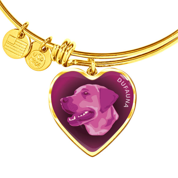 Berry Pink Labrador Profile Dark Heart Bangle Bracelet D22