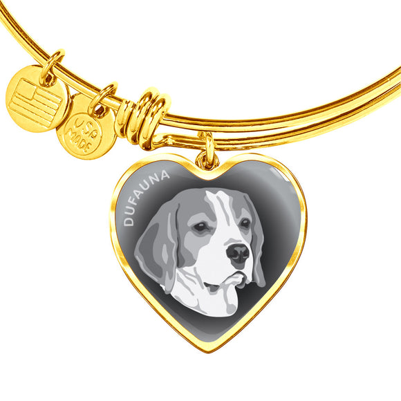 Grey Beagle Profile Dark Heart Bangle Bracelet D22