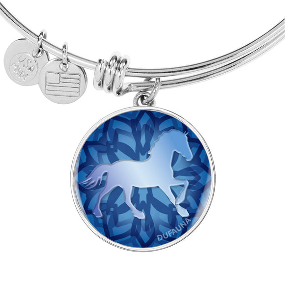 Blue Horse Silhouette Bangle Bracelet D18