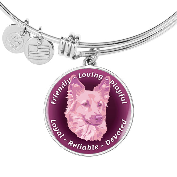 Soft Pink Dog Characteristics Bangle Bracelet D20