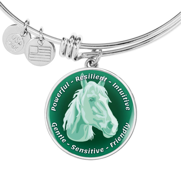 Mint Horse Characteristics Bangle Bracelet D20