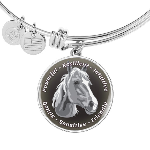 Grey Horse Characteristics Bangle Bracelet D20